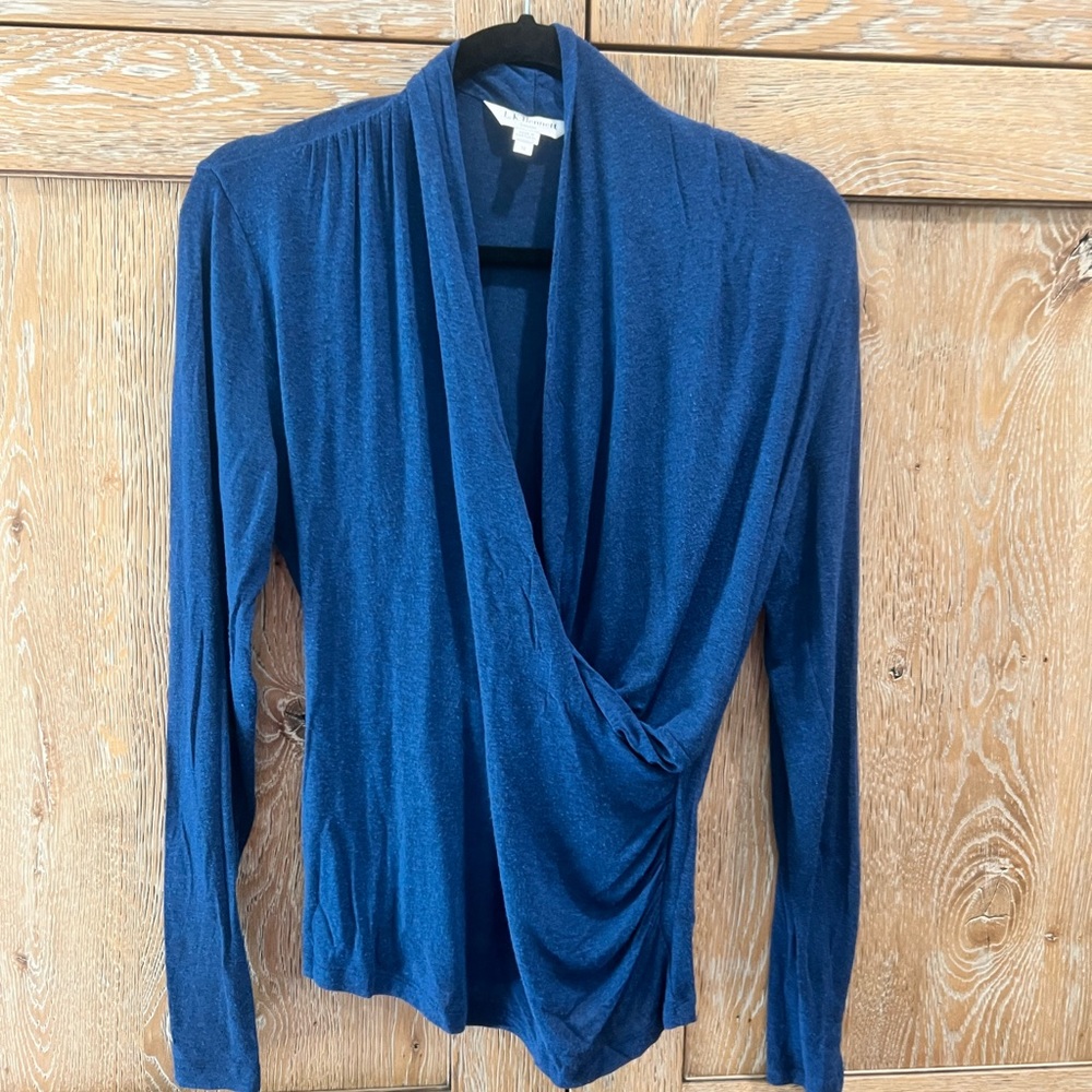 L.K. Bennett long sleeve blouse slate blue